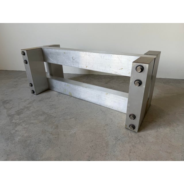 1970s Paul Mayen for Habitat Architectural Aluminum & Brass Rectangular Coffee Table Base For Sale - Image 10 of 12
