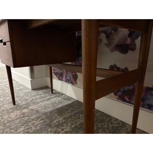 Rare MCM Merton Gershun American of Martinsville Walnut Dropleaf Desk With Aluminum Stars For Sale - Image 13 of 18