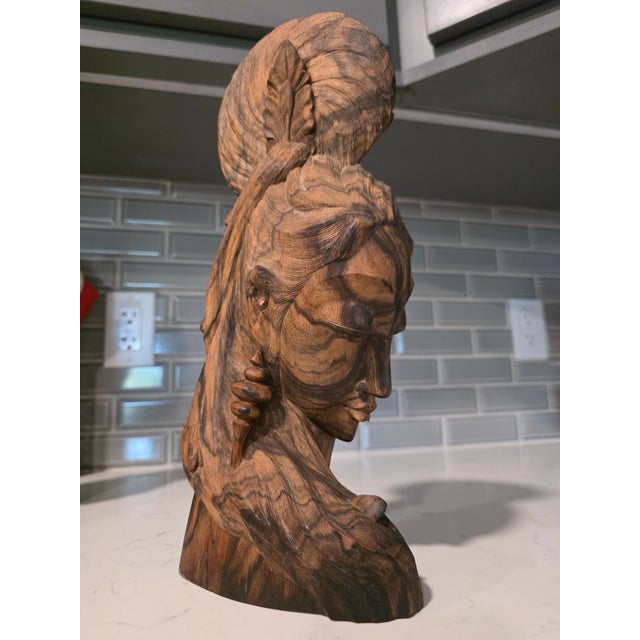 Mid 20th Century Balinese Macassar Ebony Art Deco Busts by I Wayan Suweda (Sumampan, Bali) - a Pair For Sale - Image 4 of 12