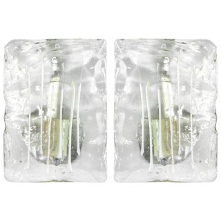 Austria, 1960s Murano Glass Ice Drip Sconces - a Pair For Sale