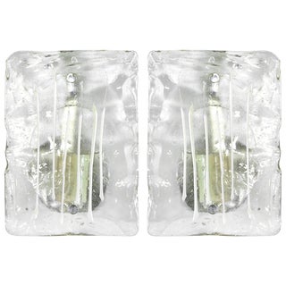 Austria, 1960s Murano Glass Ice Drip Sconces - a Pair For Sale