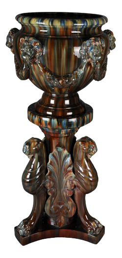 French Majolica Flower Vase by Clement Massier