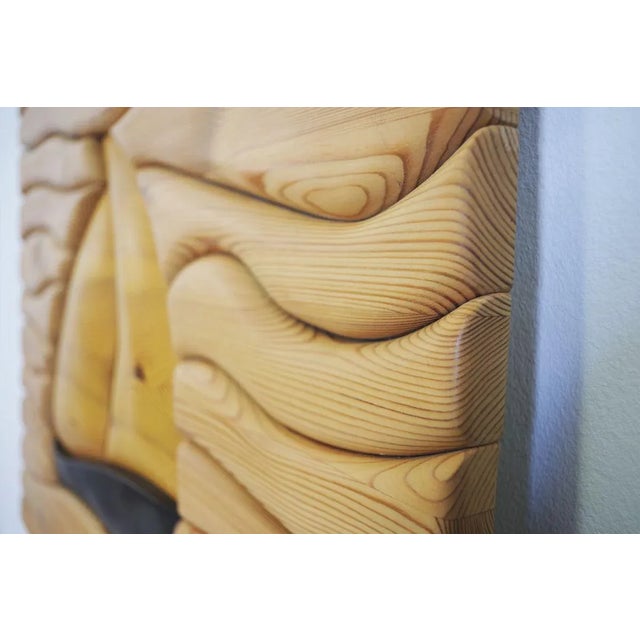 2000 - 2009 Vintage Carved Pinewood Panel For Sale - Image 5 of 10