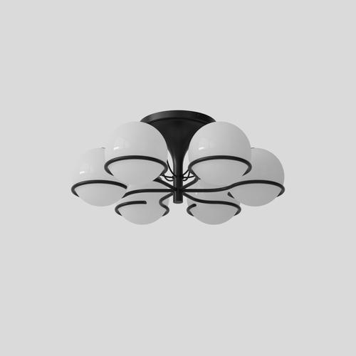 Gino Sarfatti Le Sfere Ceiling Lamp in Opaline Glass by Gino Sarfatti For Sale - Image 4 of 7