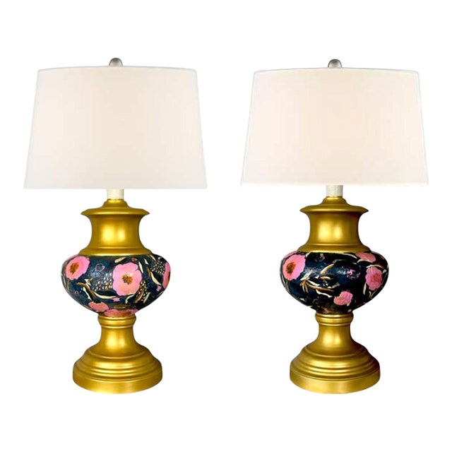 Hollywood Regency, English Traditional, Regency Modern Botanical Urn Table Lamp Bases, Studio Original Statement Piece - A Pair For Sale