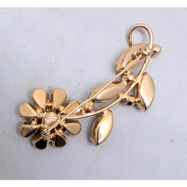 Vintage 1950s Signed Kramer Ny Faux-Citrine Flower Brooch For Sale - Image 9 of 9