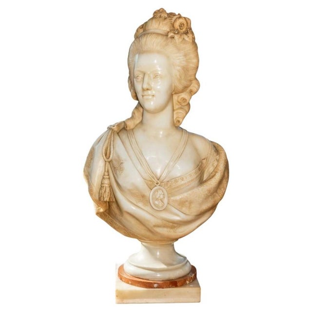 Unknown, Bust of Marie Antoinette, Carrara Marble For Sale - Image 9 of 9