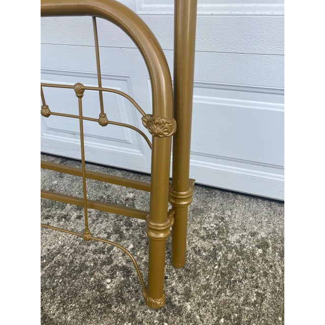 Late 19th Century Antique Gold Painted Cast Iron Full Size Bed Frame