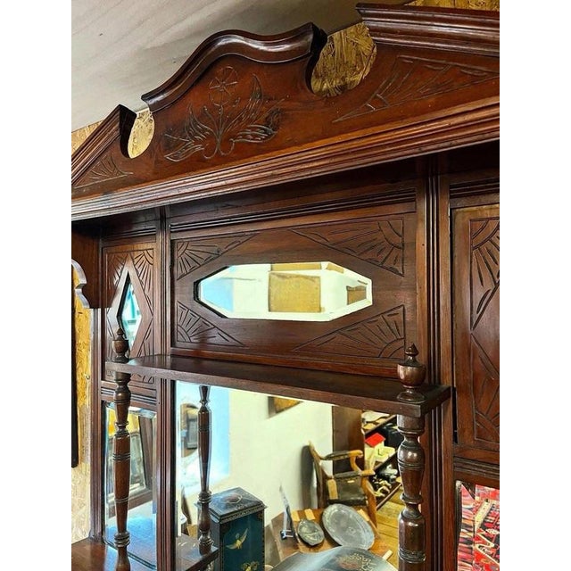Large Antique Edwardian Wall Mirror with Backboards, 1905 For Sale - Image 6 of 8