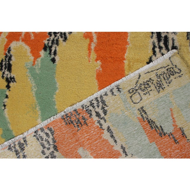 1960s 1960s Vintage Mid-Century Modern Rug, Signature Piece in Yellow, Orange, Blue For Sale - Image 5 of 6