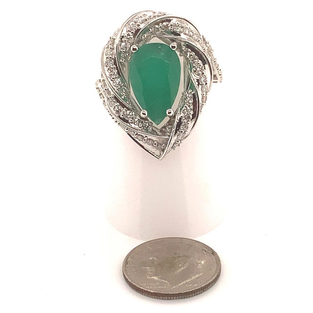 Natural Emerald Diamond Ring 14k Gold 6.1 TCW Certified For Sale - Image 11 of 12
