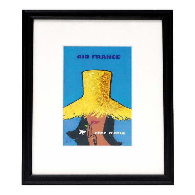 Vintage Air France Côte D’Azur Framed Postcard French Riviera Travel Art For Sale