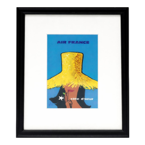 Vintage Air France Côte D’Azur Framed Postcard French Riviera Travel Art