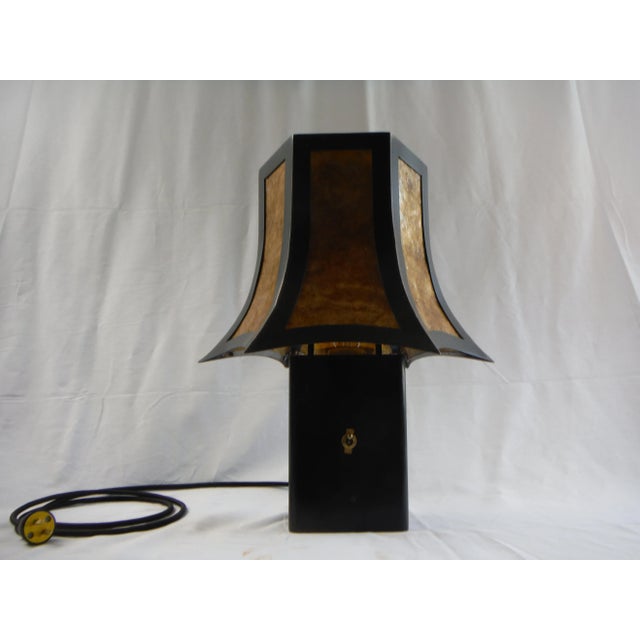 Pagoda Blackened Steel Table Lamp For Sale In New York - Image 6 of 6