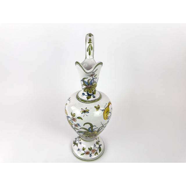 Mid 20th Century Lallier De Moustiers Hand-Painted Faience Ewer, France, Mid-20th Century For Sale - Image 5 of 15