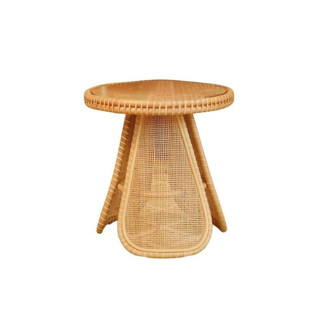 Contemporary Portofino Side Table in Natural Stained Rattan and Glass by Popus Editions For Sale - Image 3 of 3