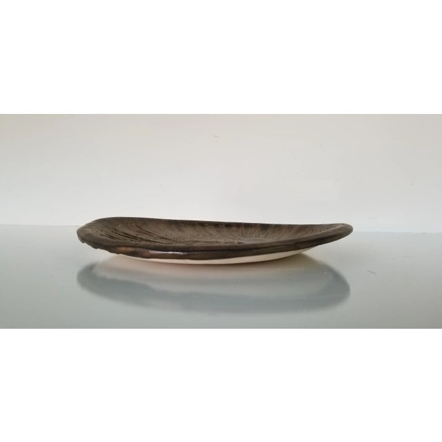 Ceramic 80s Vintage Handcrafted Free-Form Decorative Art Pottery Dish For Sale - Image 7 of 10