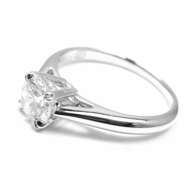 Silver Harry Winston Platinum .56ct VVS1/F Diamond Solitaire Engagement Ring, size 3.5 For Sale - Image 8 of 11