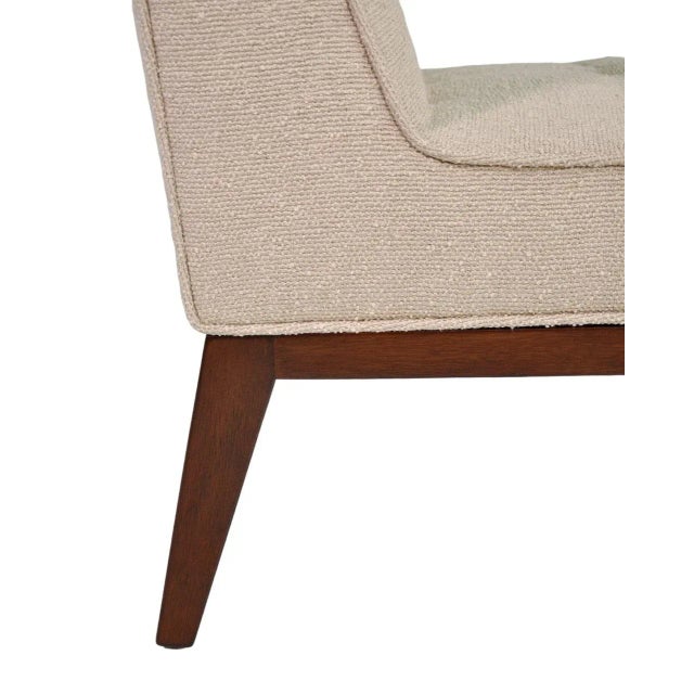Mid-Century Modern Ecru Sand Bouclé Sophia Slipper Chairs by Edward Wormley for Dunbar - A Pair For Sale - Image 3 of 12
