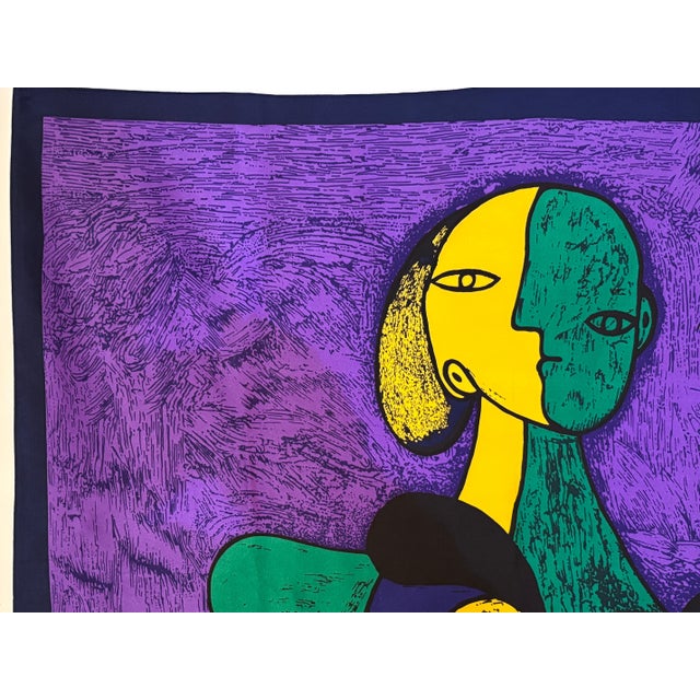 Vintage French Scarf after Pablo Picasso Cubist Portrait of "Femme Assise 1980s For Sale In Palm Springs - Image 6 of 12