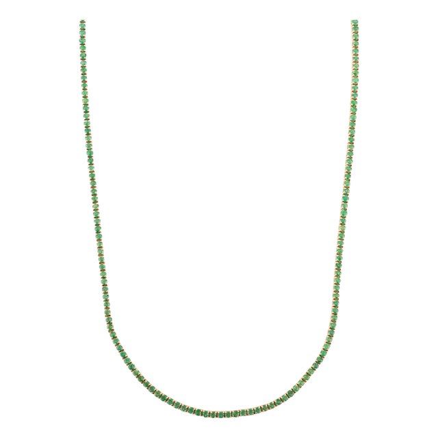 VRJewels Modernist 6.82 Ct Natural Round Emerald Tennis Necklace in Solid 14k Gold For Sale
