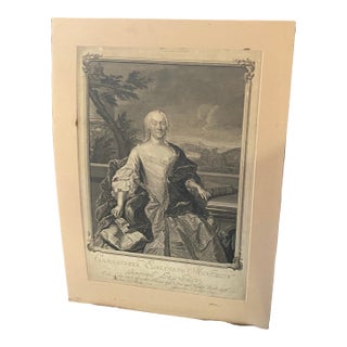 17th Century German Engraving Reproduction of Christiana Elisabeth Mentzelin For Sale