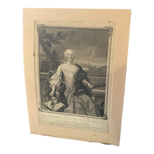 17th Century German Engraving Reproduction of Christiana Elisabeth Mentzelin