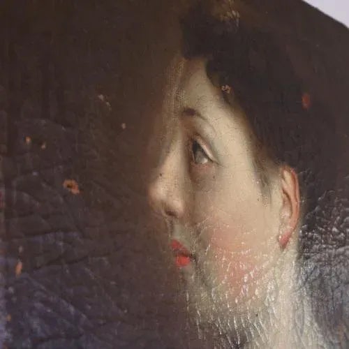 Immerse yourself in the elegance and charm of the aristocratic era with this magnificent painting that portrays a woman of...