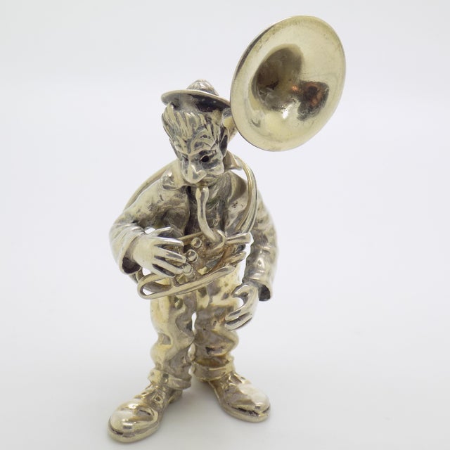 Italian Vintage Italian Handmade Genuine Silver Angini Branded Street Artist With Instrument Figurine, Made in Tuscany (Arezzo) For Sale - Image 3 of 13