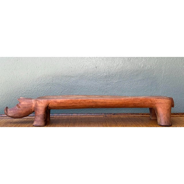 Vintage Hand Carved Long Pig Tray For Sale - Image 12 of 12