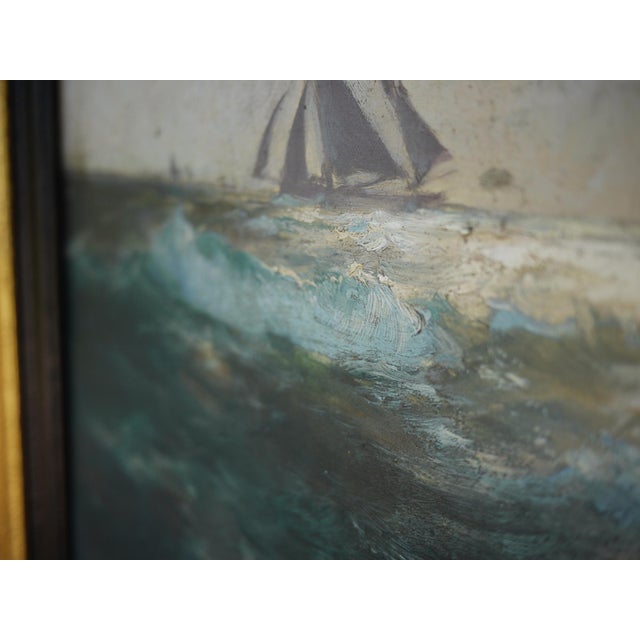 1920s Franz Müller-Gossen, Sailboats in a Storm, 1920s, Oil on Canvas For Sale - Image 5 of 18