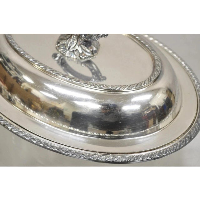 Vintage Melford Epns Victorian Style Silver Plated Lidded Vegetable Serving Dish For Sale - Image 9 of 11