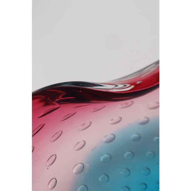 Large Pink and Turquoise Muranoglass Shell attributed to Venini by Carlo Scarpa, 1950s For Sale - Image 10 of 14