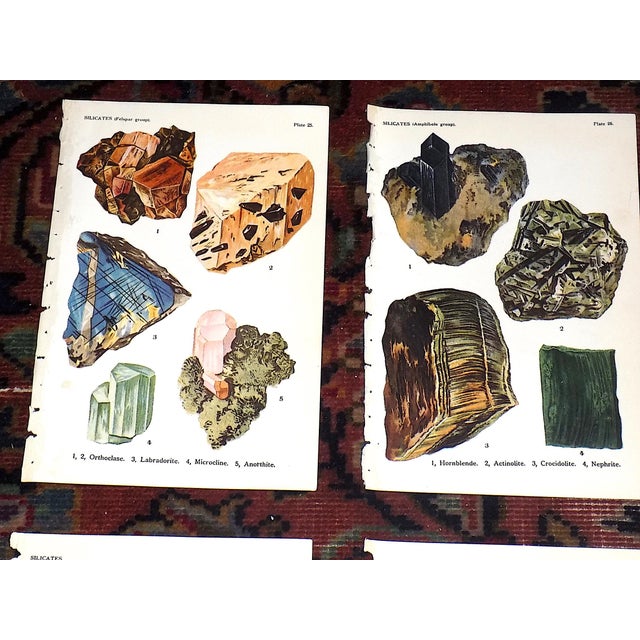 This set of twelve (12) authentic antique lithographs (offset) depicts many types of minerals in their natural form, all...