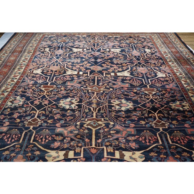 Ink Blue Late 19th Century Antique Bidjar Rug 11'6'' X 18'0'' For Sale - Image 8 of 10