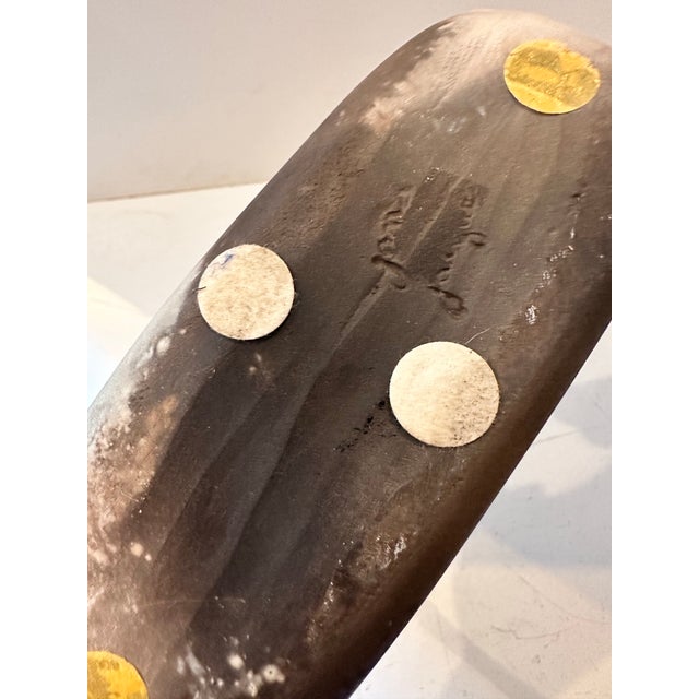Signed Sculptural Raku Vessel With Woven Handle For Sale - Image 11 of 11