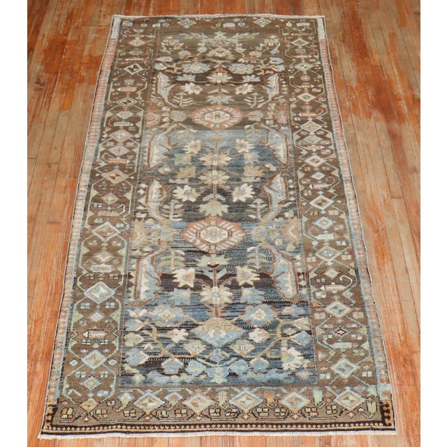 Persian Zabihi Collection Brown Persian Kurd Rug For Sale - Image 3 of 9