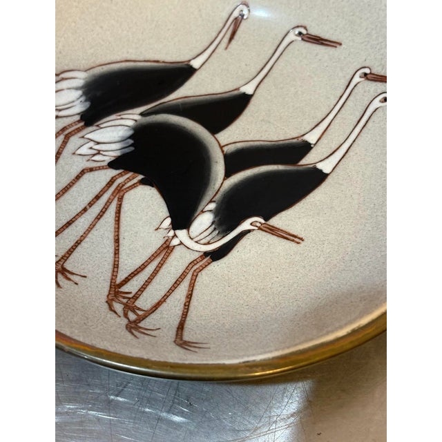 Nora Fenton Nora Fenton Brass/Ceramic Heron Bowl For Sale - Image 4 of 4