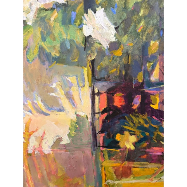 "Garden Gate" by Ann Toulmin Rothe Silvermine Guild New Canaan Artist 38.5 X 50.5 For Sale - Image 4 of 11