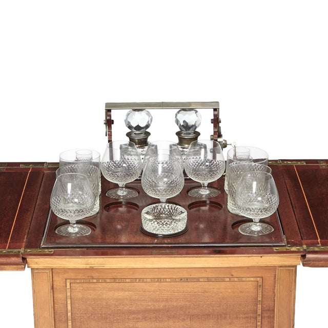 English Walnut and Mahogany Drinks Cabinet With Fitted Tantalus Bar, Circa 1920 For Sale - Image 4 of 10