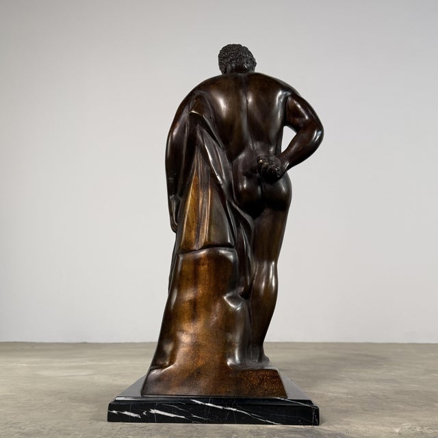 Bronze Hercules Sculpture After Farnese – Classical Weary Heracles, 24” Tall For Sale - Image 10 of 11