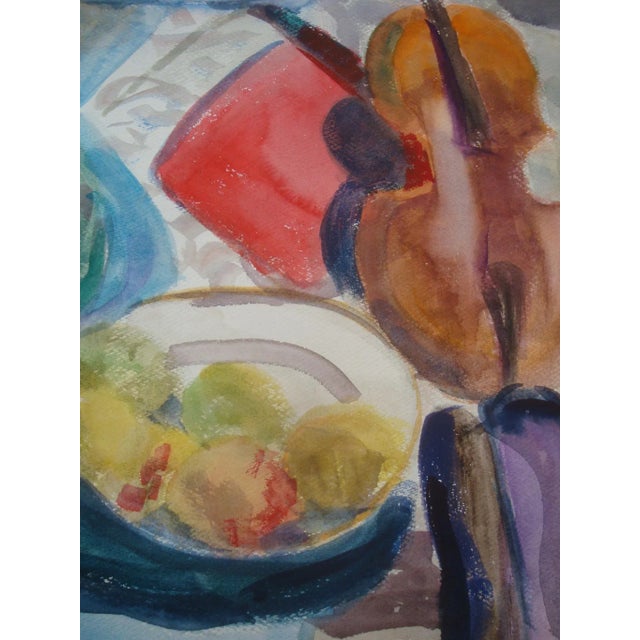 Very large and colorful watercolor painting by Helen Sophia Barth, circa 1950-60s. This piece features an abstracted blue...