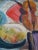 Very large and colorful watercolor painting by Helen Sophia Barth, circa 1950-60s. This piece features an abstracted blue...