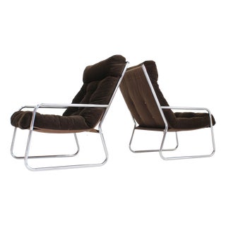 Vintage Space Age Chrome Armchair by Gillis Lundgren, 1970s, Set of 2 For Sale