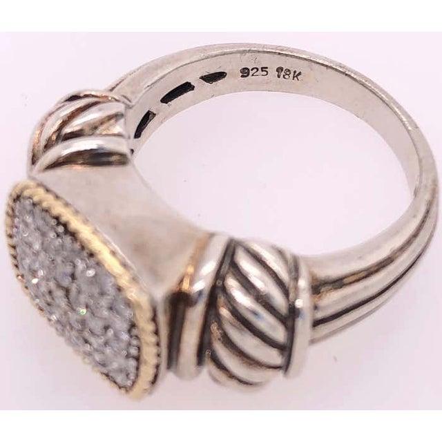 18 Karat Yellow Gold and Sterling Silver With Diamond Cluster Center Ring For Sale - Image 4 of 10