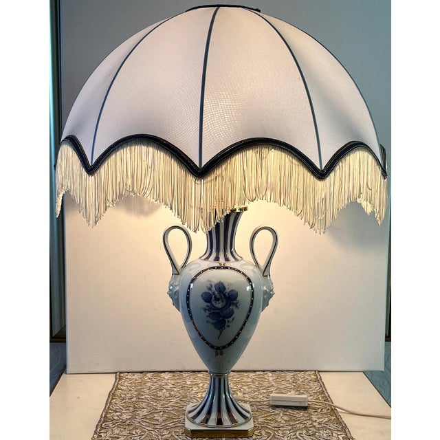 Ceramic Saint Croix Limoges Porcelain Table Lamp with Fabric Shade, 1950s For Sale - Image 7 of 11