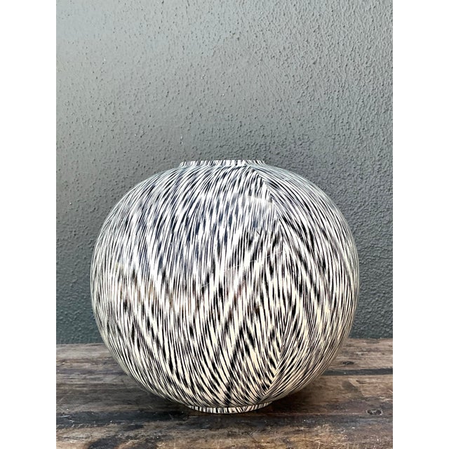 Vintage Italian Bellini Glazed Ceramic Geometric Vase For Sale - Image 11 of 12