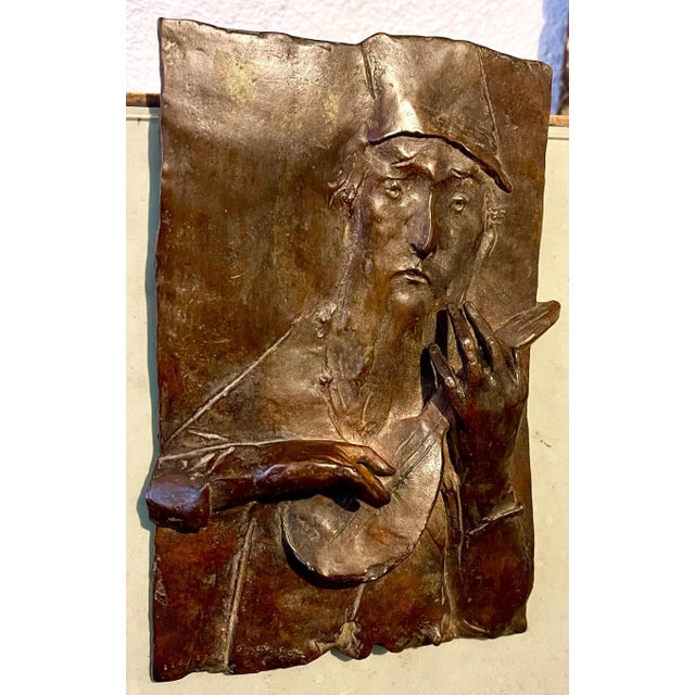 David Aronson, Bronze Sculpture Relief Troubadour Figurative American Modernist David Aronson For Sale In Miami - Image 6 of 12
