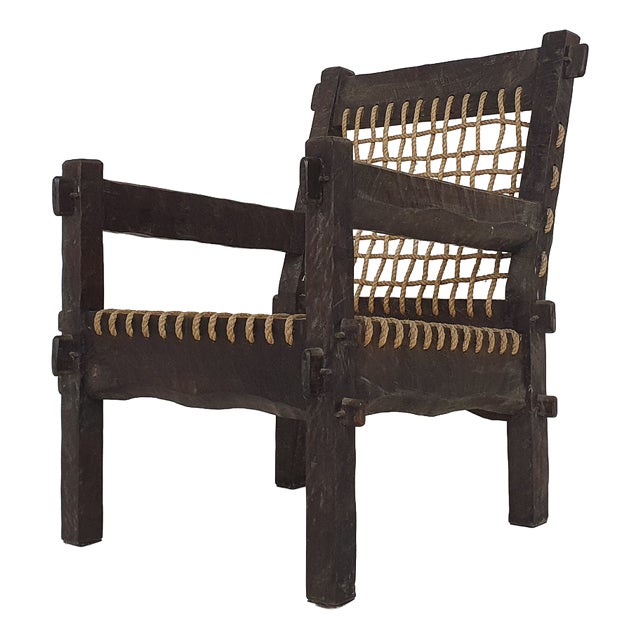 Oak and Rope Lounge Chair, Netherlands, 1960s For Sale