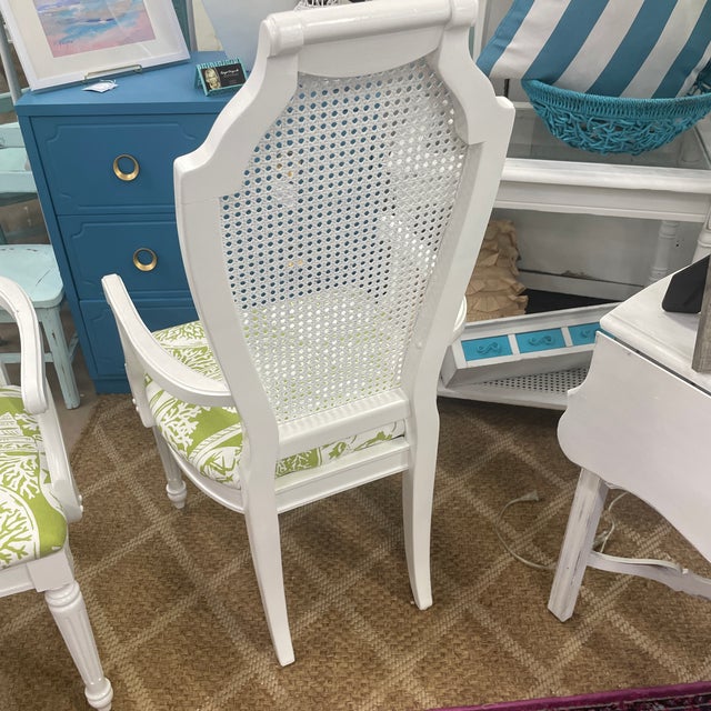 1950s Pair of Vintage Cane Back Armchairs in Gloss White For Sale - Image 5 of 10